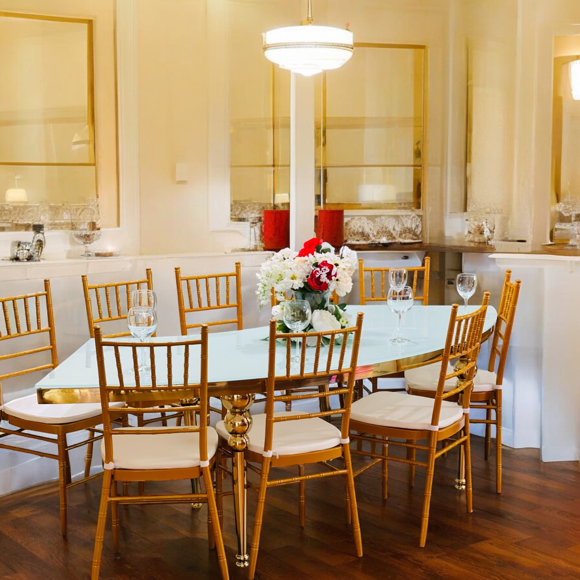 Gold Chiavari chairs rental Portland